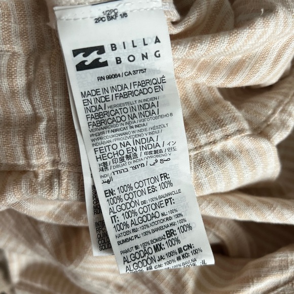 NWT Billabong Beige/Cream/White Long Sleeve Button Up Jumpsuit - Picture 9 of 9